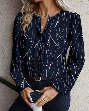 Bluse Prikket Trykk Langermet