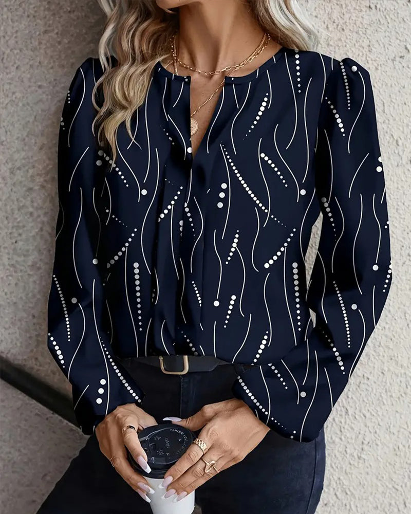 Bluse Prikket Trykk Langermet