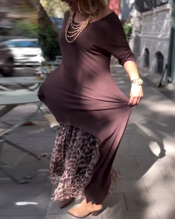 Kjole Langermet Solid Farge Uregelmessig