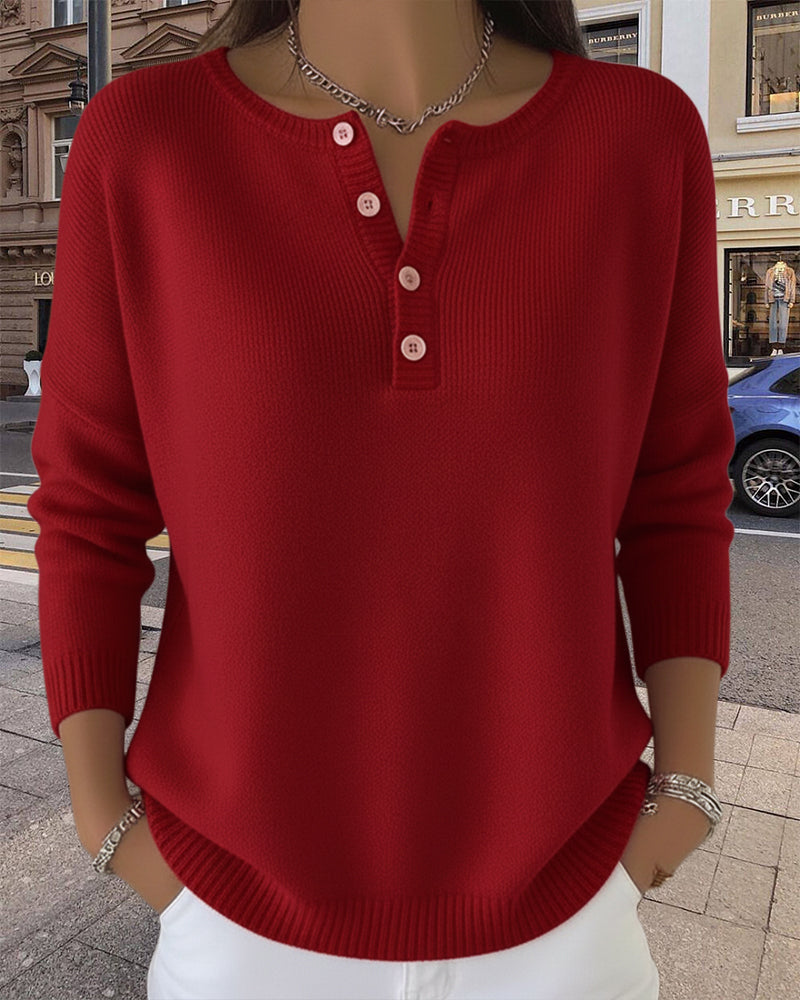 Langermet Ensfarget Cardigan Med Knapper