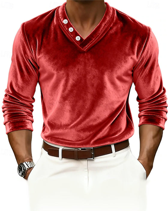 Herre Top Med Komfortabel Passform, Sammetstoff Och Lange Armer
