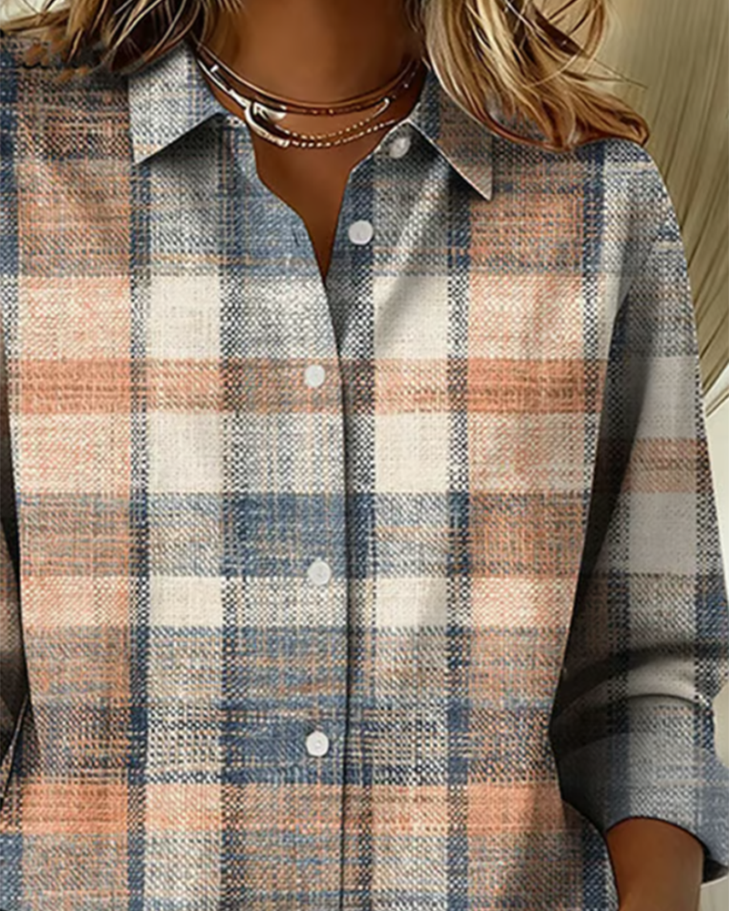 Knappeskjorte I Vintage-Stil Med Rutemønster