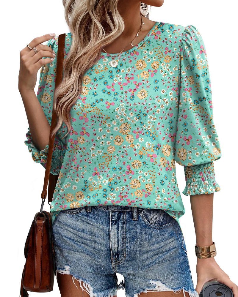 Bluse Pufferm Trykt
