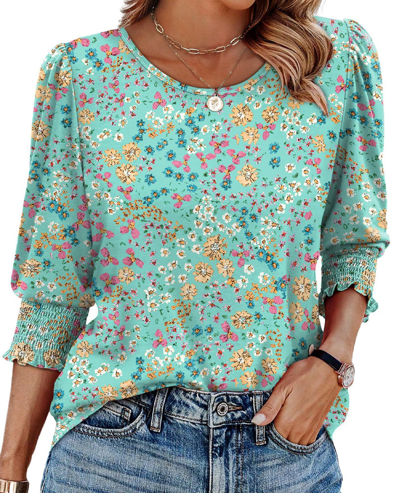 Bluse Pufferm Trykt