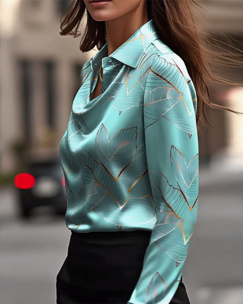 Elegant langermet bluse i sateng