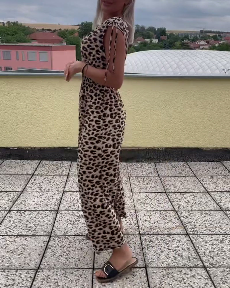 Ermløs Kjole Med Leopardmønster
