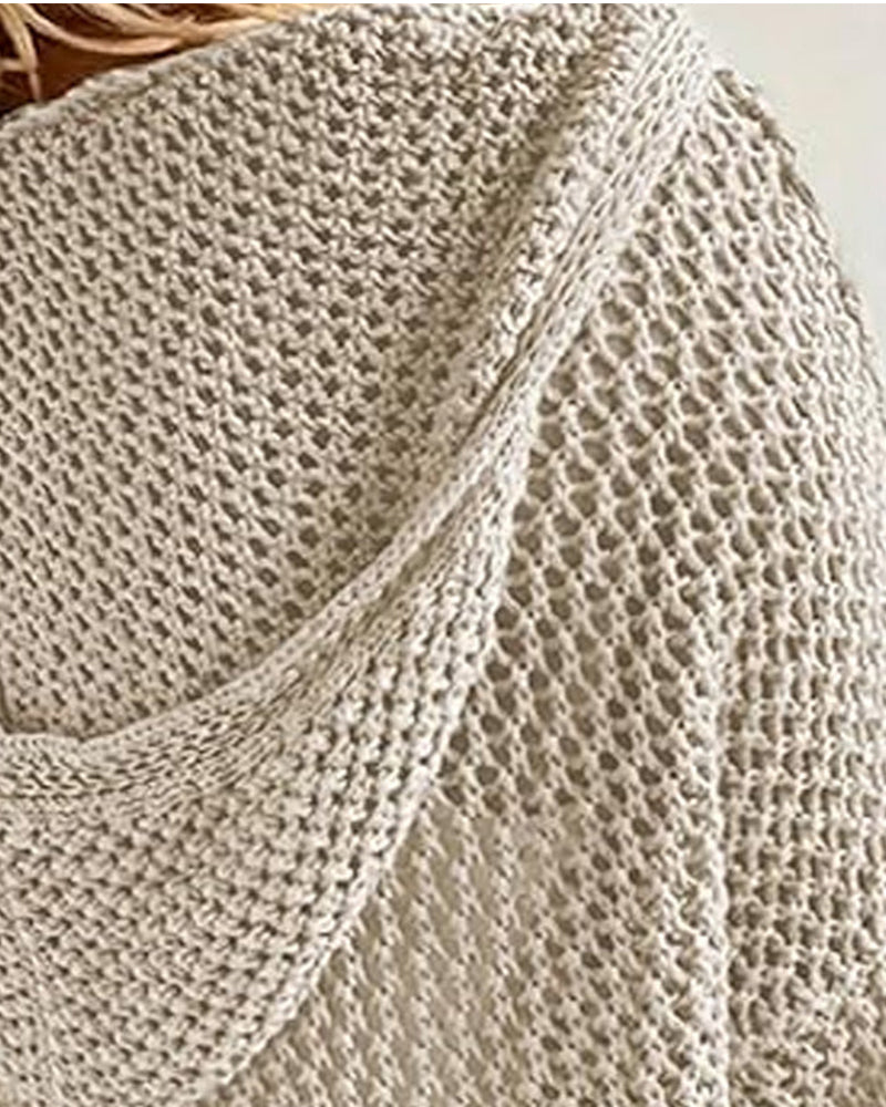 Dametopper Heklet Hullete Med Hette Langermet