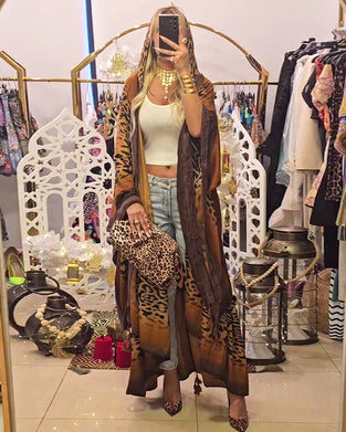 Frakk Batwingerm Leopardtrykk