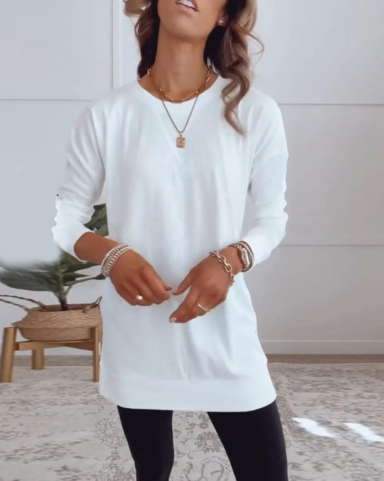 Ensfarget topp langermet casual