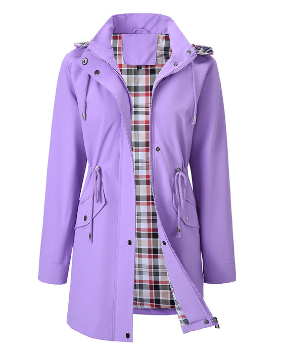 Dame Lang Vanntett Trenchcoat Med Hette