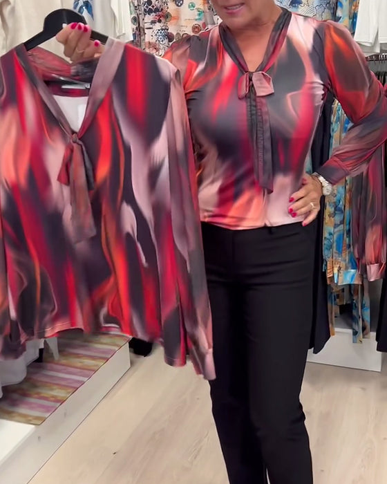 Bluse elegant langermet trykt