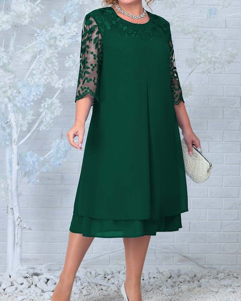 Kjole tilfeldig løs brodert chiffon
