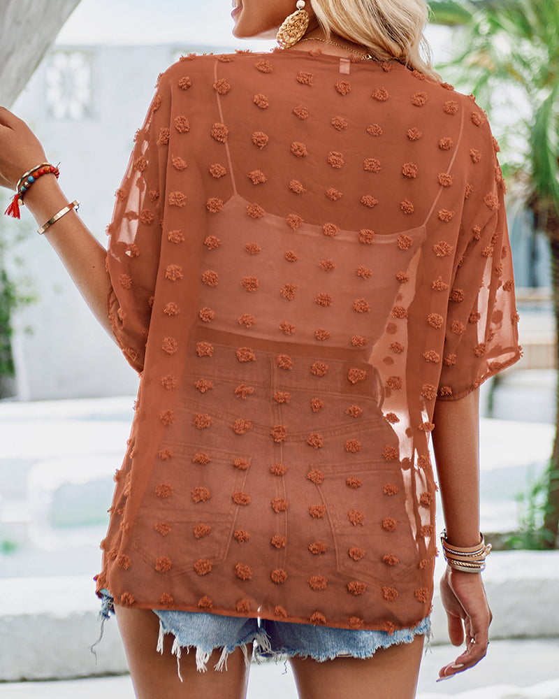 Ensfarget jacquard halvermet tynn overfrakk