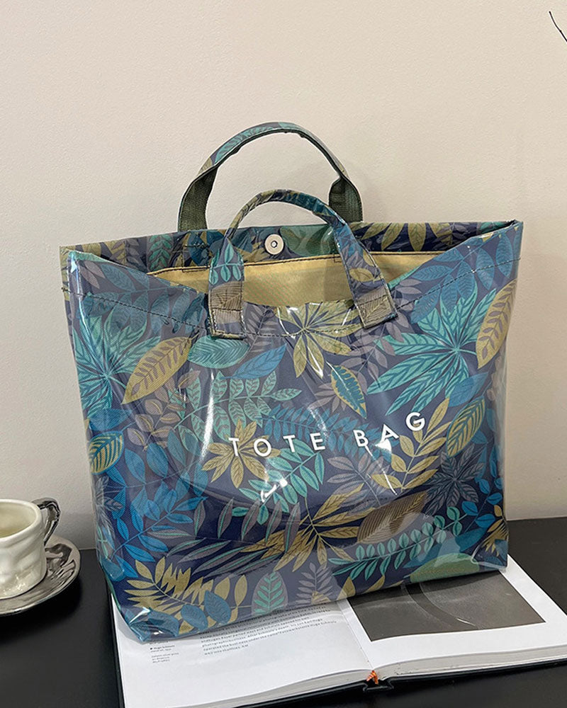 Tote Bag Dame Kamouflasje Og Bladtrykk