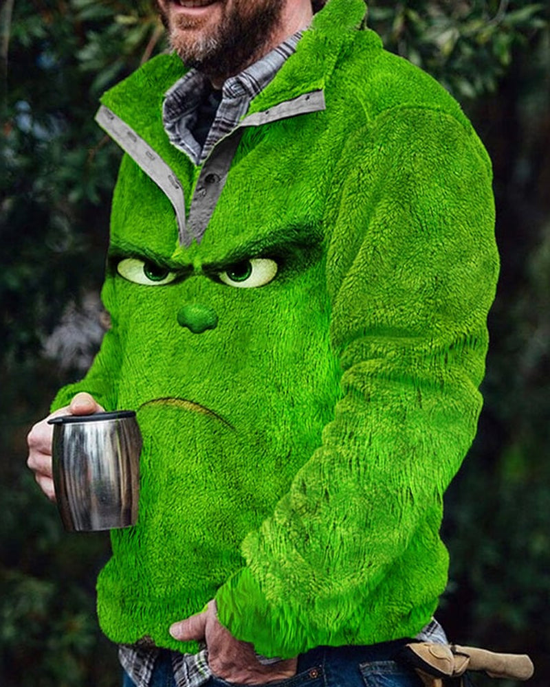 Uformelt morsom genser med juletrykk for menn