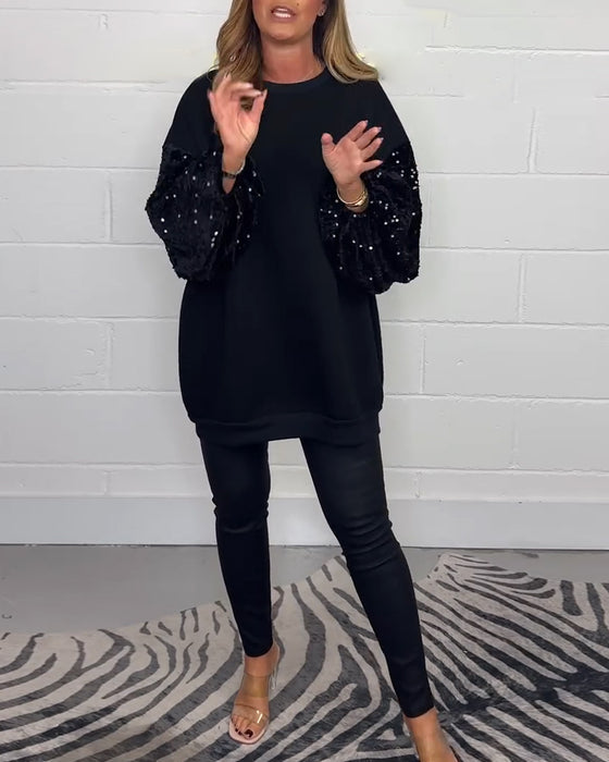 Rundhalset langermet casual genser