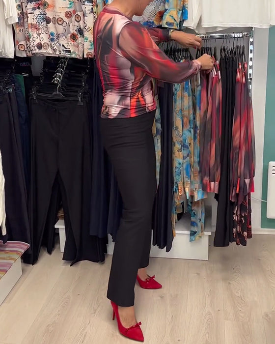 Bluse elegant langermet trykt