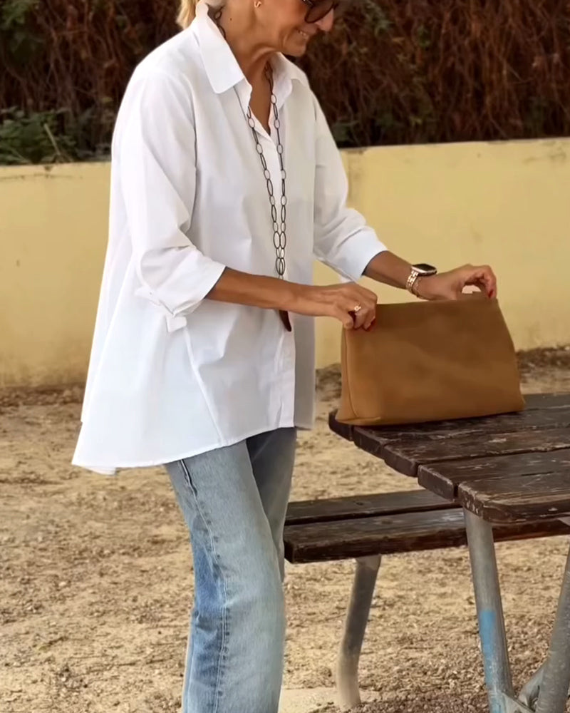 Langermet Casualskjorte Med Jakkeslag