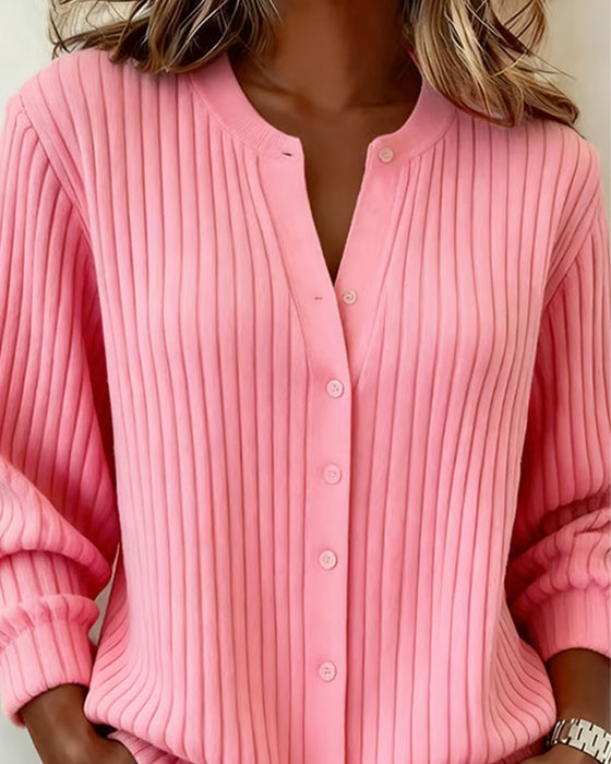 Helfarget Langermet Genser Med Rund Hals