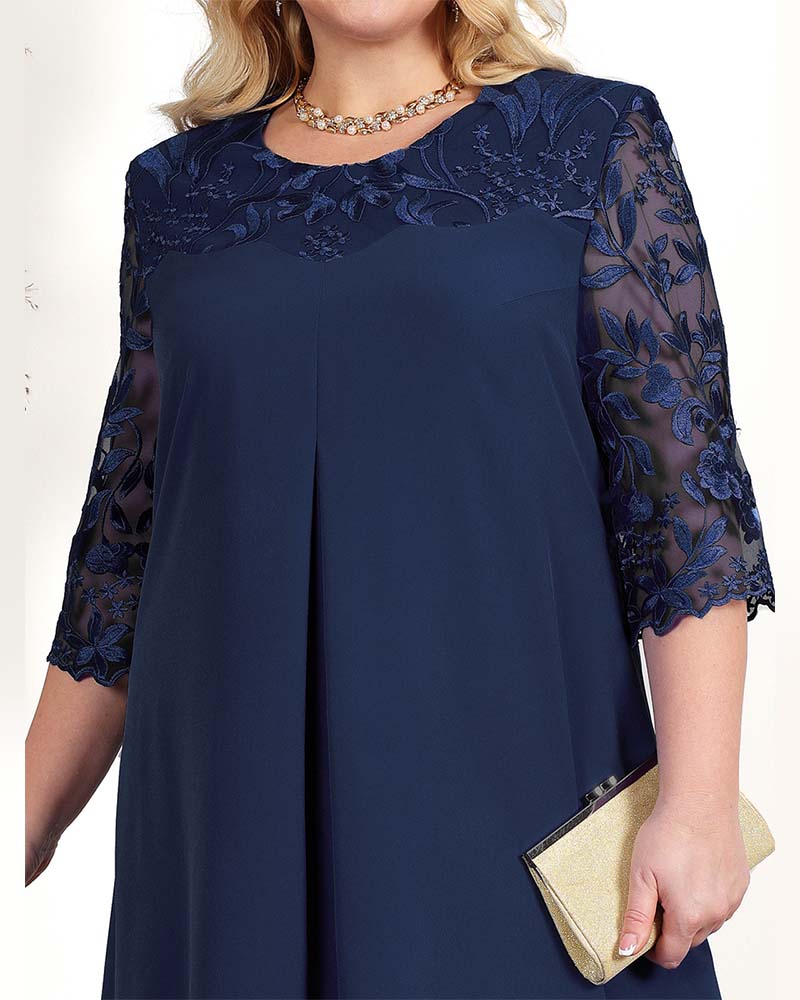 Kjole tilfeldig løs brodert chiffon