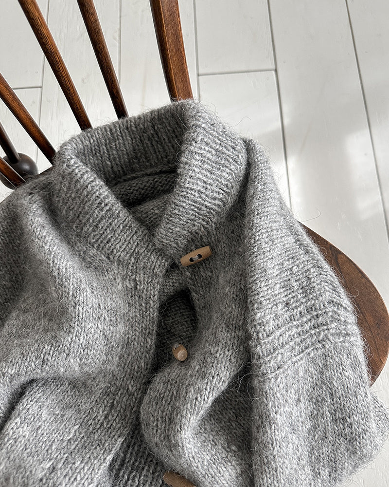 Stativ krage hornknapp ensfarget cardigan