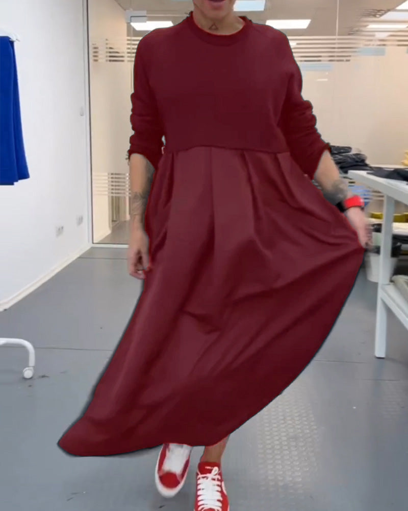 Maxi ensfarget fritidskjole