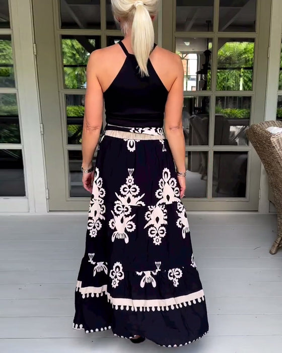 Elegant skjørt med stilig tryk