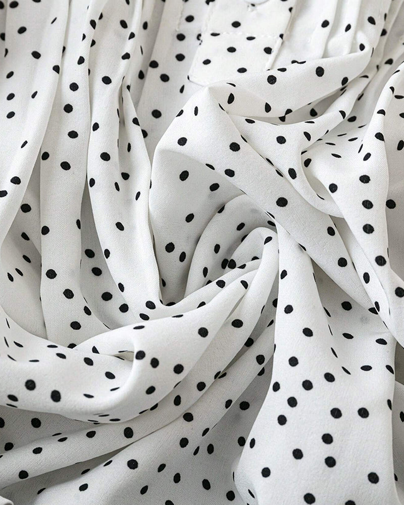Bluse Volangerm V-Hals Prikkete