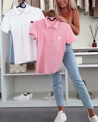 T-Skjorte Lapel Polo Skjorte Solid Farge Slim Fit