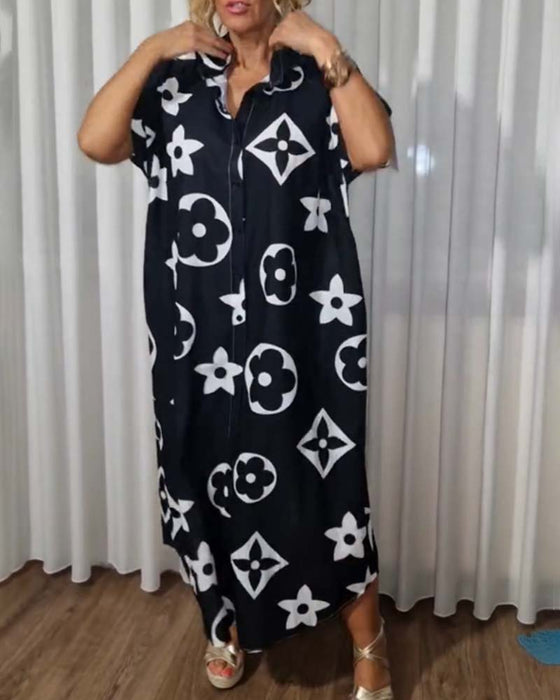 Uformell kjole med jakkeslag med kontrasttrykk