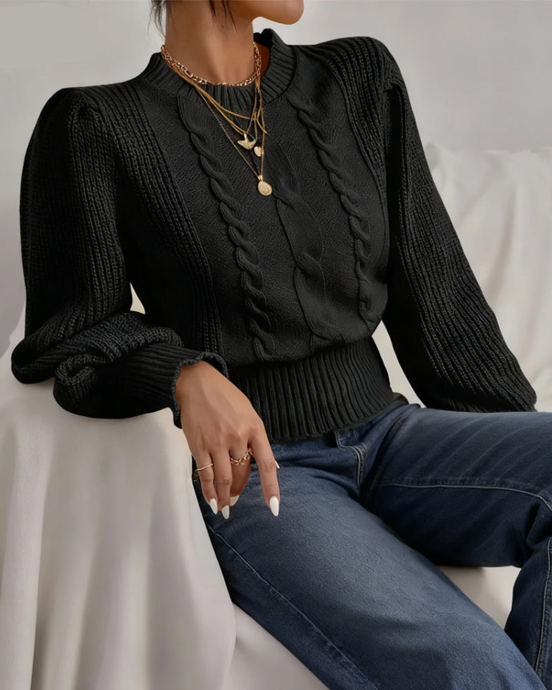 Genser Pufferm Flettestrikk Kort