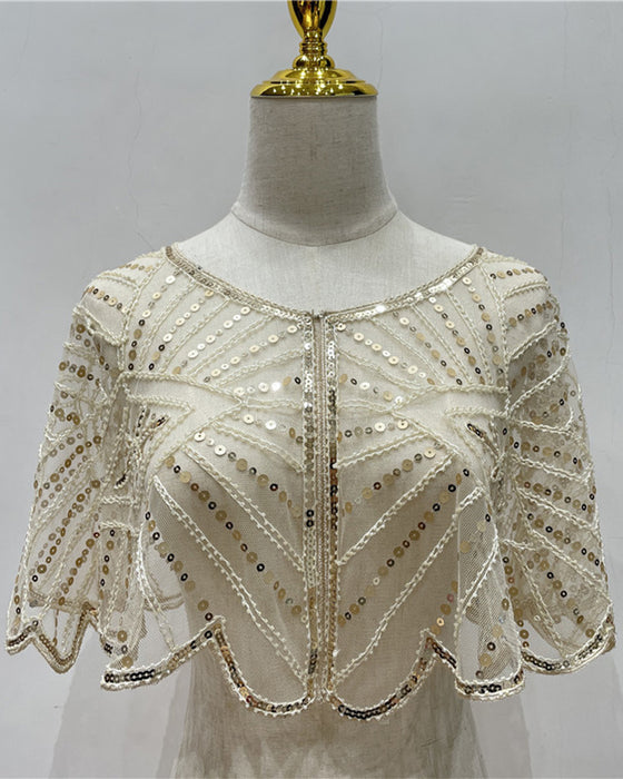 Sjal Vintage Blonder med Perler