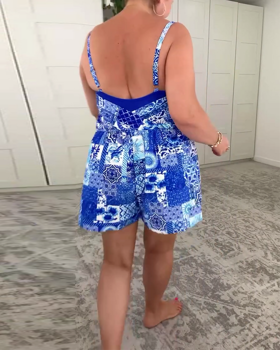 Badedrakt V-hals Én-dels Trykt Konservativ