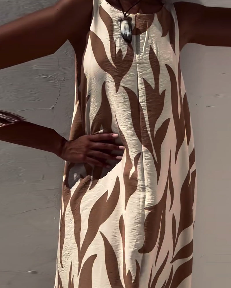 Kjole Ermeløs Ryggløs Trykt