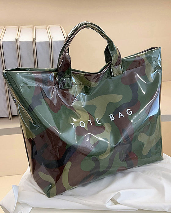 Tote Bag Dame Kamouflasje Og Bladtrykk