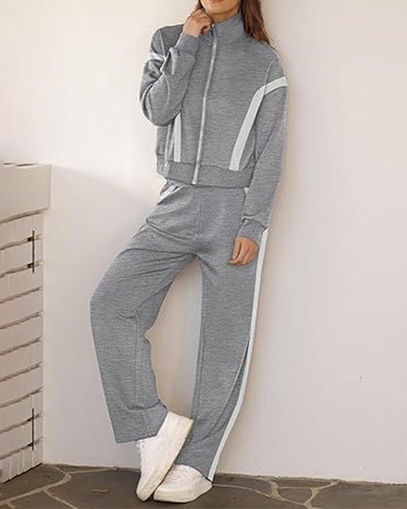 To - delssett Med Sporty - Casual Stil Egenskaper Av Jacke Og Bukser