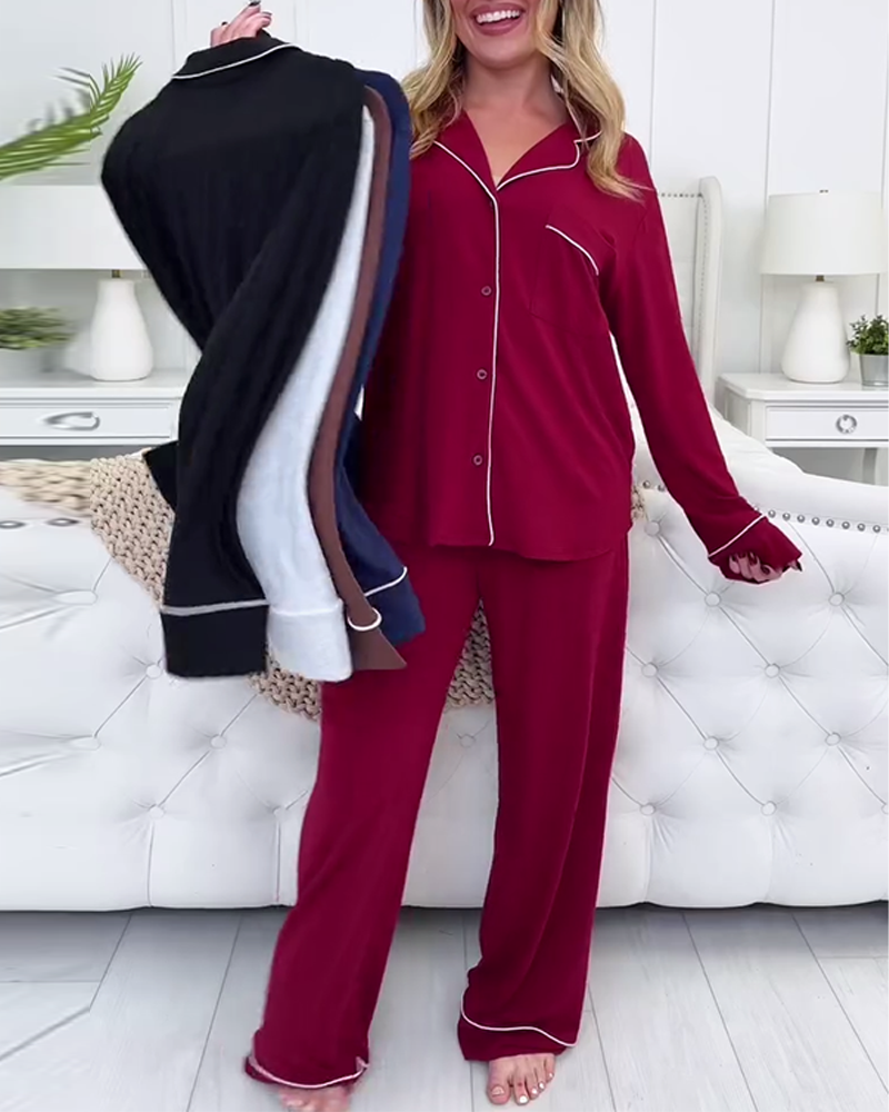 Todelt sett med langermet pyjamas