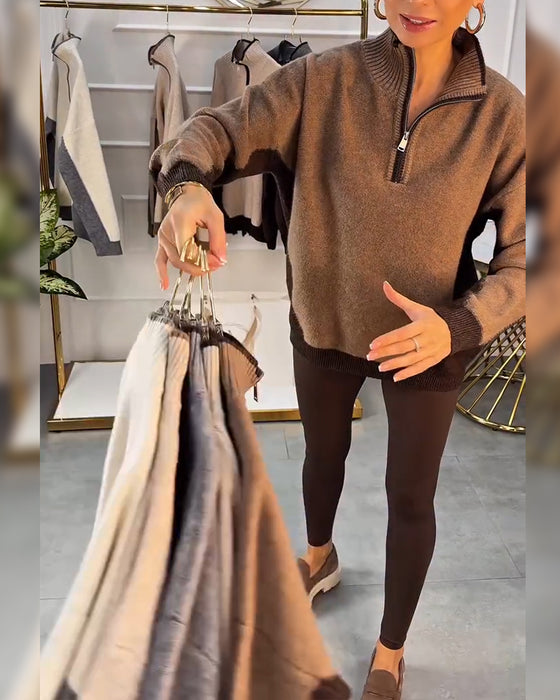 Genser Med Halvglidelås Og Kontrastfarge