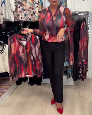 Bluse elegant langermet trykt