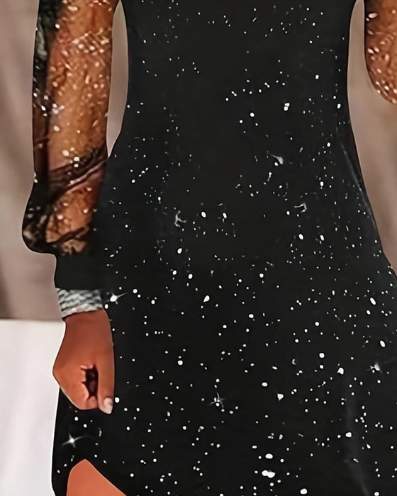 Kjole Med Stropper Meshdetaljer Langermet