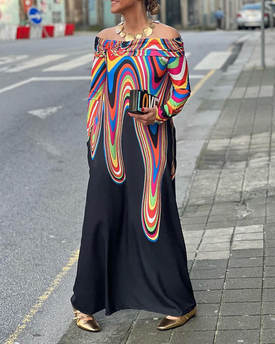 Langermet elegant maxikjole off shoulder