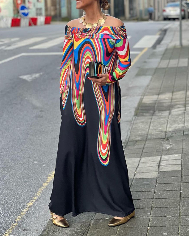 Langermet elegant maxikjole off shoulder