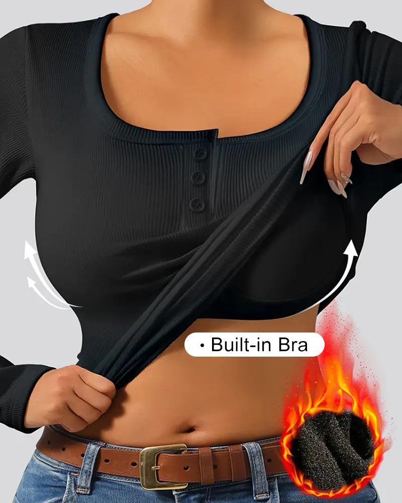 Topp Chic U-Hals Polstret Ribbet