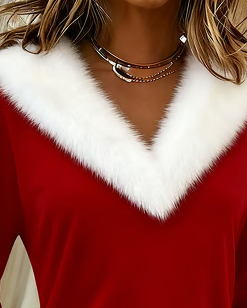 Figursydd Topp Med Stor Pelskrage Og Lappedesign