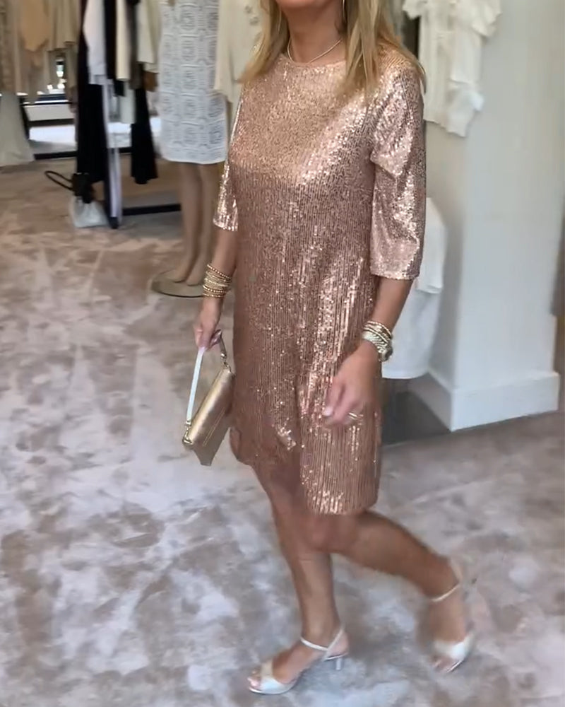 Kjole elegant solid paljettskifte