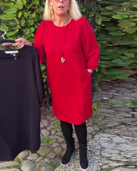 Kjole avslappet ensfarget rund hals