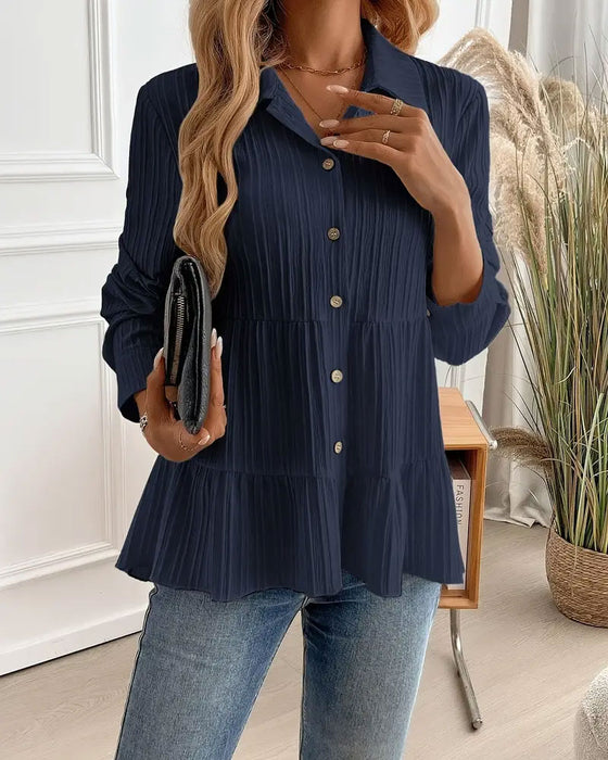 Elegant Skjorte Med Jakkeslag Og Markert Midje