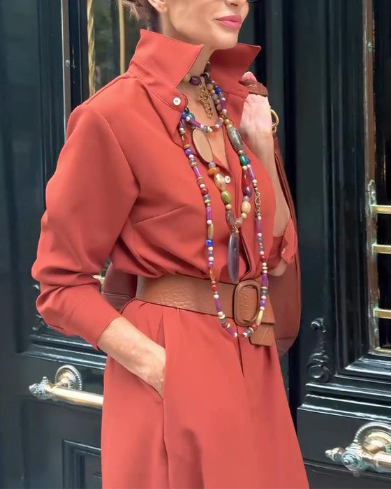 Kjole Med Splittet Hem Og Skjortestil