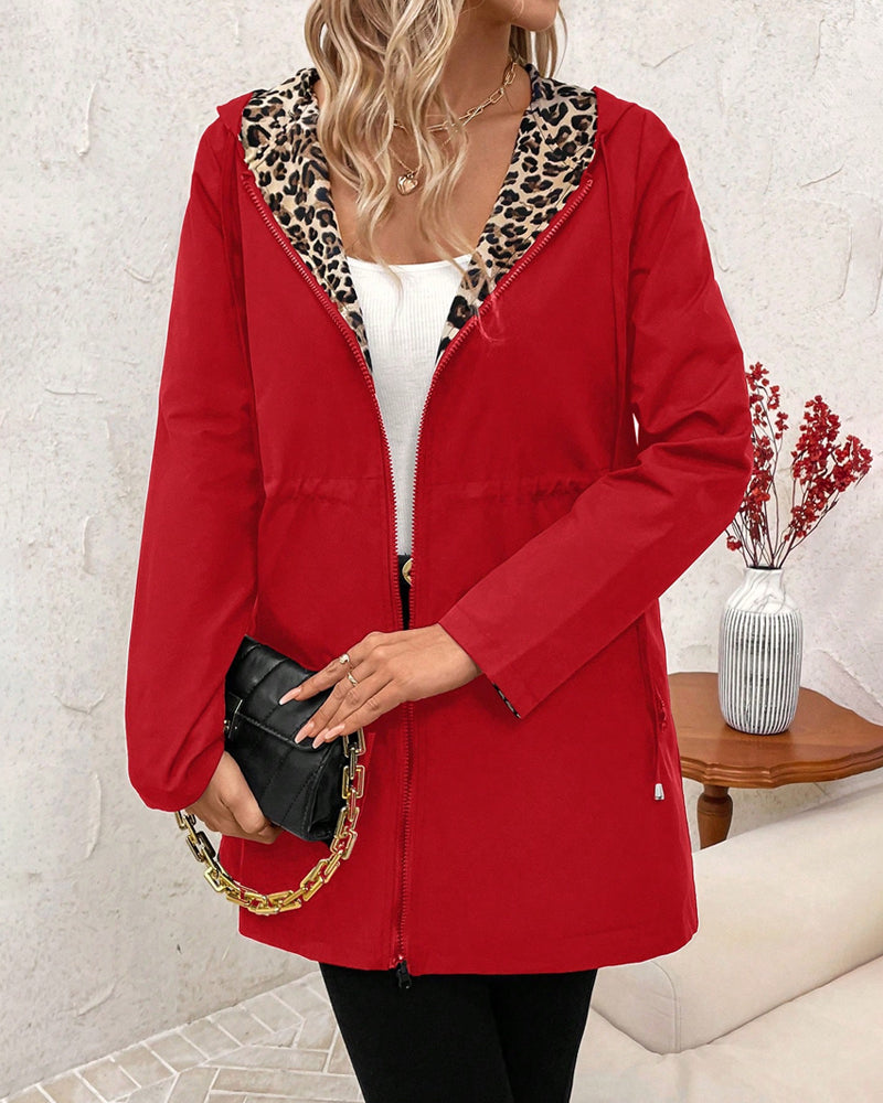 Kåpe Med Hodd Omvendt Leopardprint