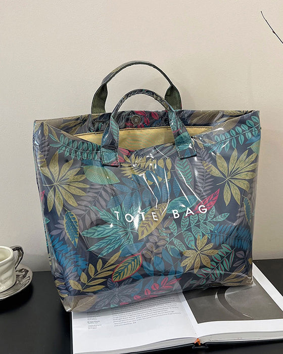 Tote Bag Dame Kamouflasje Og Bladtrykk